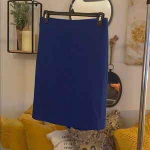 J Crew Pencil Skirt Blue Wool Size 2